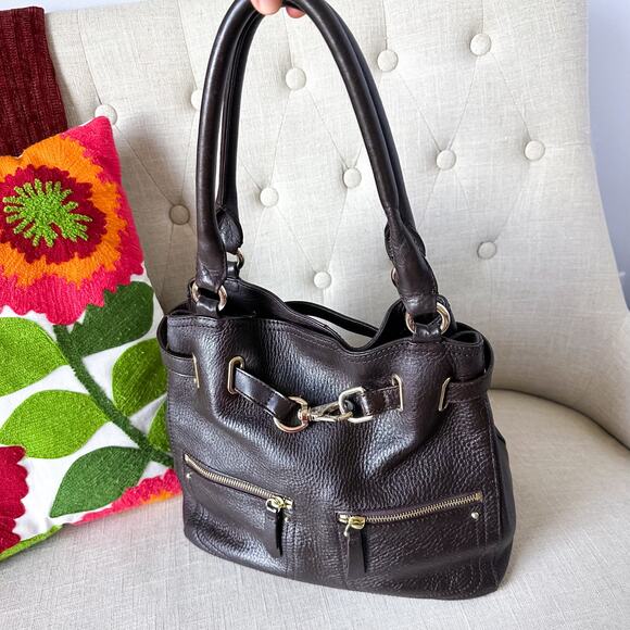 Cole Haan Handbags - Cole Haan Chocolate Brown Handbag with Gold Accents